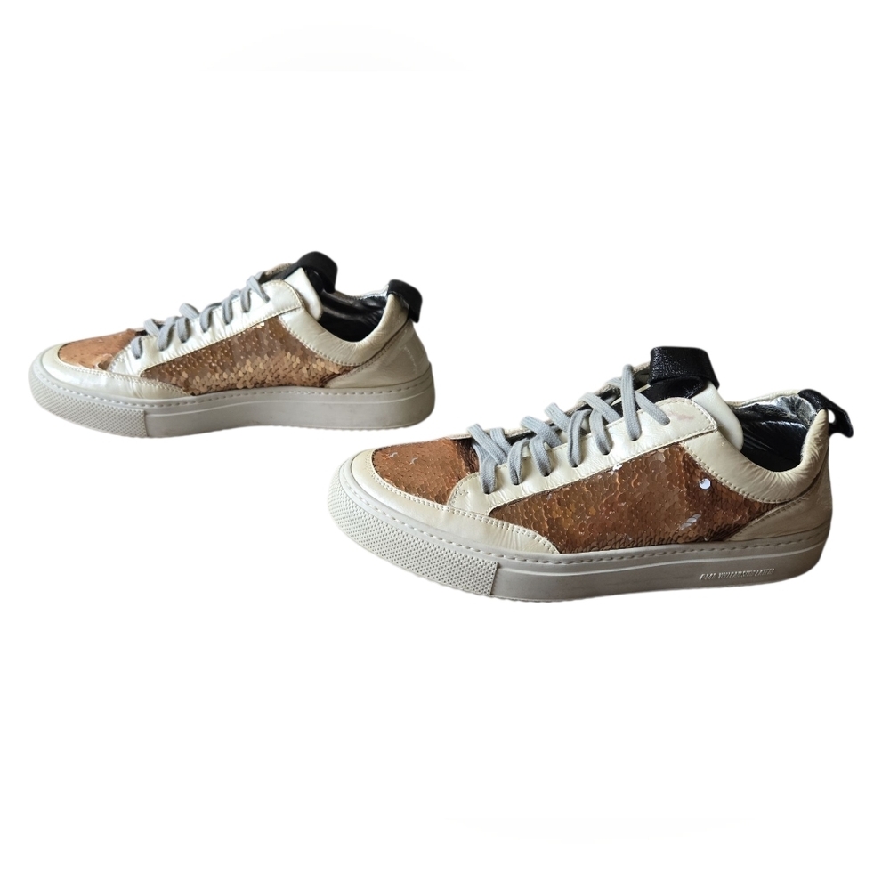 P448 Women’s‎ Sneakers – Size 39 – Soho Mixed Metallic & Cork Panels